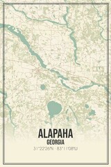 Retro US city map of Alapaha, Georgia. Vintage street map.