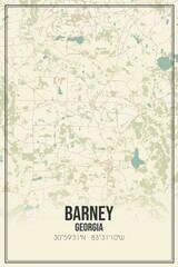 Retro US city map of Barney, Georgia. Vintage street map.