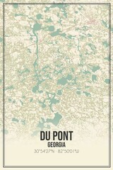 Retro US city map of Du Pont, Georgia. Vintage street map.