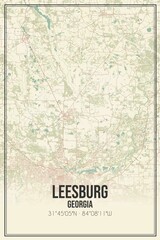 Retro US city map of Leesburg, Georgia. Vintage street map.