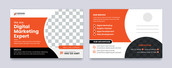 corporate business Modern postcard,marketing agency postcard template