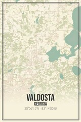 Retro US city map of Valdosta, Georgia. Vintage street map.