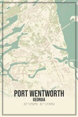 Retro US city map of Port Wentworth, Georgia. Vintage street map.