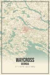 Retro US city map of Waycross, Georgia. Vintage street map.