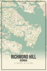 Retro US city map of Richmond Hill, Georgia. Vintage street map.