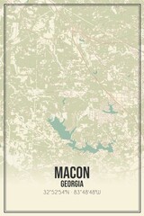 Retro US city map of Macon, Georgia. Vintage street map.