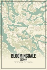 Retro US city map of Bloomingdale, Georgia. Vintage street map.