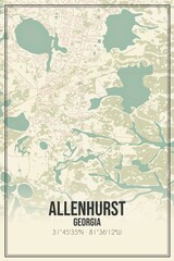 Retro US city map of Allenhurst, Georgia. Vintage street map.