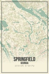 Retro US city map of Springfield, Georgia. Vintage street map.