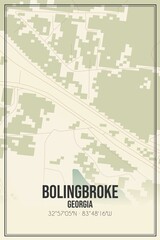 Retro US city map of Bolingbroke, Georgia. Vintage street map.