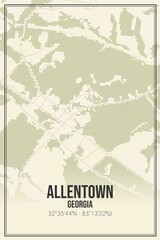 Retro US city map of Allentown, Georgia. Vintage street map.