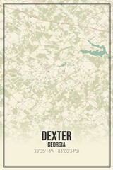 Retro US city map of Dexter, Georgia. Vintage street map.