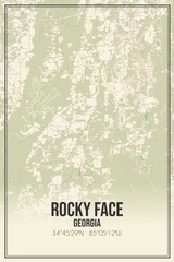 Retro US city map of Rocky Face, Georgia. Vintage street map.