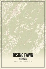 Retro US city map of Rising Fawn, Georgia. Vintage street map.