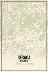 Retro US city map of Resaca, Georgia. Vintage street map.