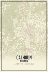 Retro US city map of Calhoun, Georgia. Vintage street map.