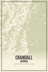 Retro US city map of Crandall, Georgia. Vintage street map.
