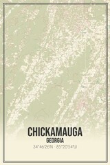 Retro US city map of Chickamauga, Georgia. Vintage street map.