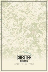 Retro US city map of Chester, Georgia. Vintage street map.