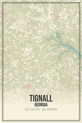 Retro US city map of Tignall, Georgia. Vintage street map.