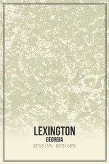 Retro US city map of Lexington, Georgia. Vintage street map.