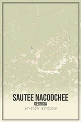 Retro US city map of Sautee Nacoochee, Georgia. Vintage street map.