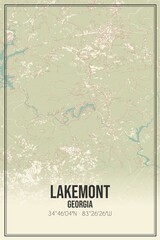 Retro US city map of Lakemont, Georgia. Vintage street map.