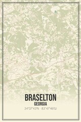 Retro US city map of Braselton, Georgia. Vintage street map.