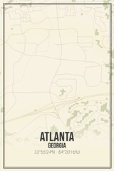 Retro US city map of Atlanta, Georgia. Vintage street map.