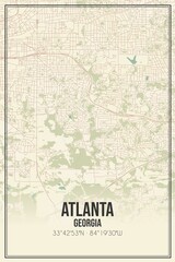 Fototapeta premium Retro US city map of Atlanta, Georgia. Vintage street map.