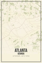 Retro US city map of Atlanta, Georgia. Vintage street map.