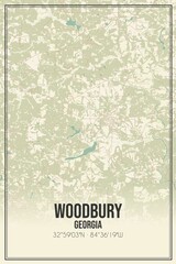 Retro US city map of Woodbury, Georgia. Vintage street map.