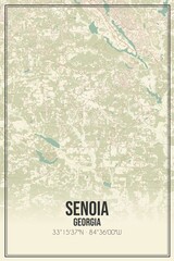 Retro US city map of Senoia, Georgia. Vintage street map.