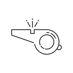 Sports whistle thin line vector icon. Isolated illustration on a white background. Editable stroke.