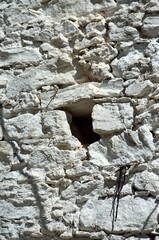 Viejo muro de piedra en Benalauría, Valle del Genal, Málaga, Andalucía, España