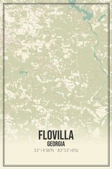 Retro US city map of Flovilla, Georgia. Vintage street map.