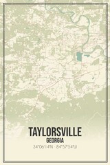 Retro US city map of Taylorsville, Georgia. Vintage street map.