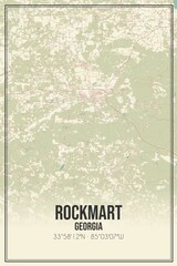 Retro US city map of Rockmart, Georgia. Vintage street map.