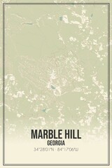 Retro US city map of Marble Hill, Georgia. Vintage street map.
