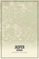 Retro US city map of Jasper, Georgia. Vintage street map.