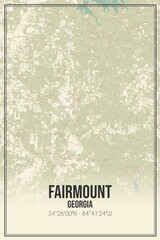 Retro US city map of Fairmount, Georgia. Vintage street map.