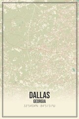 Retro US city map of Dallas, Georgia. Vintage street map.