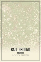 Retro US city map of Ball Ground, Georgia. Vintage street map.