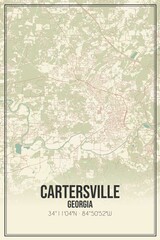 Retro US city map of Cartersville, Georgia. Vintage street map.