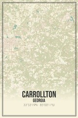 Retro US city map of Carrollton, Georgia. Vintage street map.
