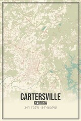Retro US city map of Cartersville, Georgia. Vintage street map.