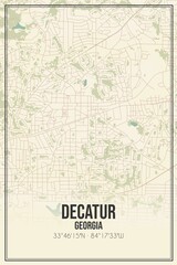 Obraz premium Retro US city map of Decatur, Georgia. Vintage street map.