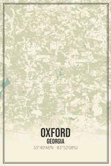 Retro US city map of Oxford, Georgia. Vintage street map.
