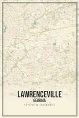 Retro US city map of Lawrenceville, Georgia. Vintage street map.