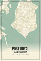Retro US city map of Port Royal, South Carolina. Vintage street map.